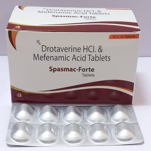 Product Name: Spasmac Forte , Compositions of Spasmac Forte  are Drotaverine Hydrochloride & MefenamicAcid Tablets - Macro Labs Pvt Ltd