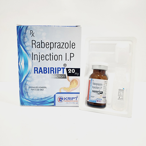 Product Name: RABIRIPT 20mg, Compositions of RABIRIPT 20mg are Rabeprazole Injection I.P - Kript Pharmaceuticals