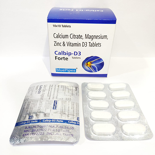 Product Name: CALBIP D3 FORTE, Compositions of CALBIP D3 FORTE are Calcium Citrate,Magnesium,Zinc & Vitamin D3 Tablets - Bluepipes Healthcare