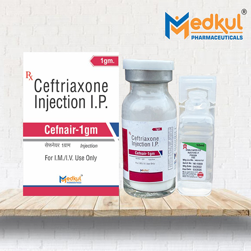 Product Name: Cefnair 1 gm, Compositions of Cefnair 1 gm are Ceftriaxone Injection IP - Medkul Pharmaceuticals