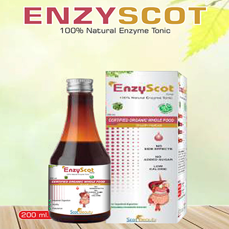 Product Name: Enzyscot , Compositions of Enzyscot  are 100% Natural Enzyme Tonic - Scothuman Lifesciences