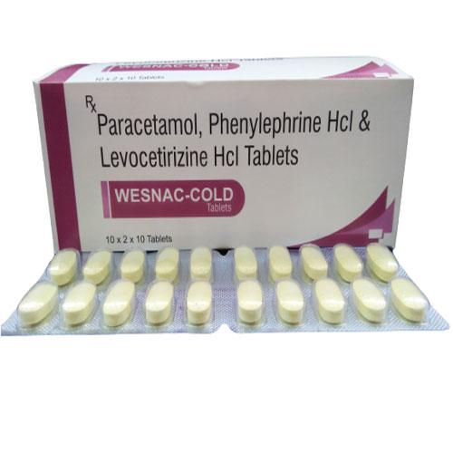 Product Name: WESNAC COLD, Compositions of WESNAC COLD are Paracetamol 325mg + Phenylpherine 5mg + Levocetrizine 5mg - Edelweiss Lifecare
