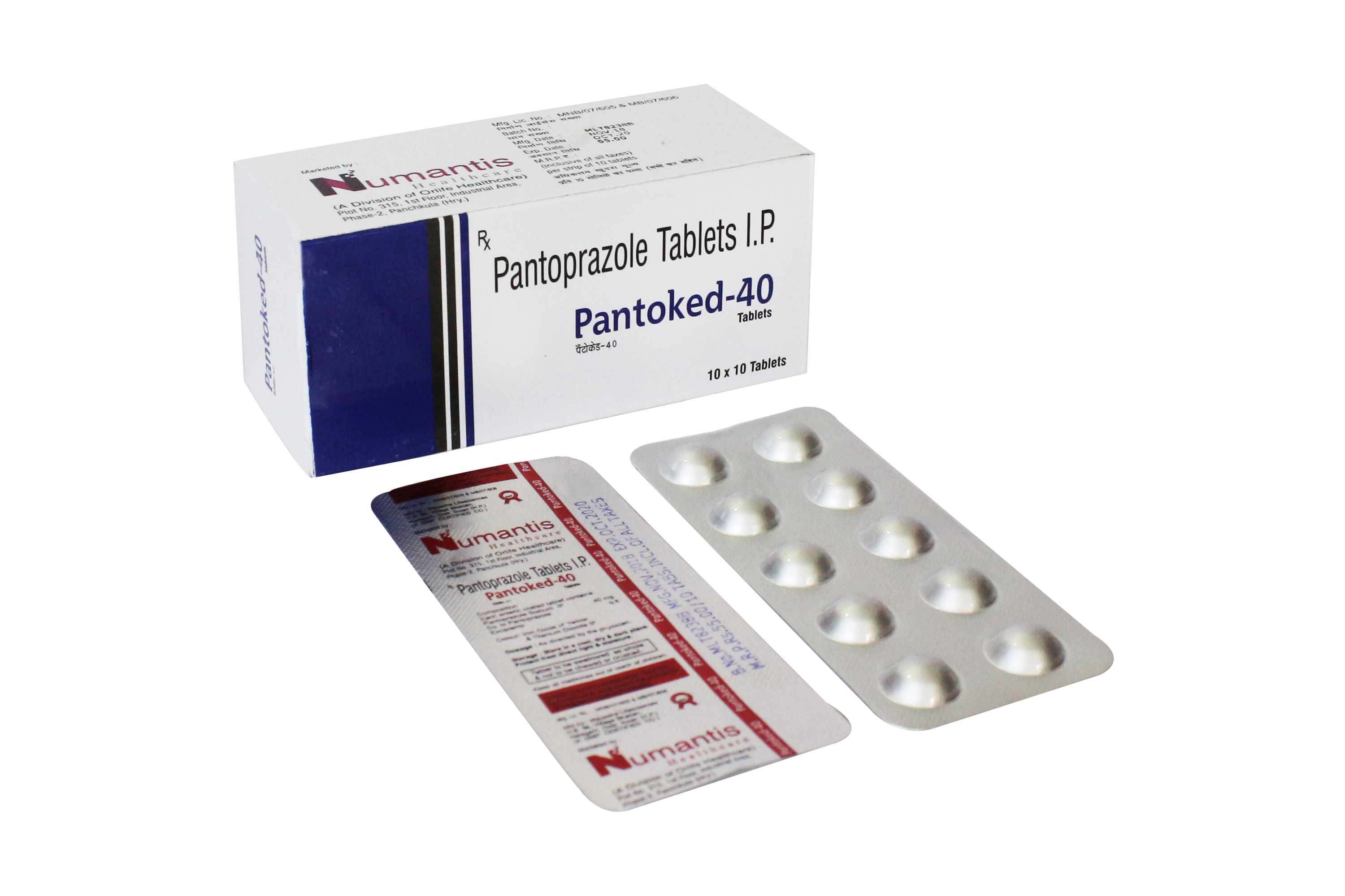 Product Name: Pantoked 40, Compositions of Pantoked 40 are Pantoprazole Tablets I.P. - Numantis Healthcare
