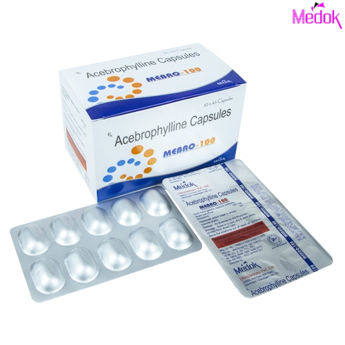 Product Name: Mebro 100, Compositions of Mebro 100 are Acebrophylin 100 mg  (Alu-Alu) - Medok Life Sciences Pvt. Ltd