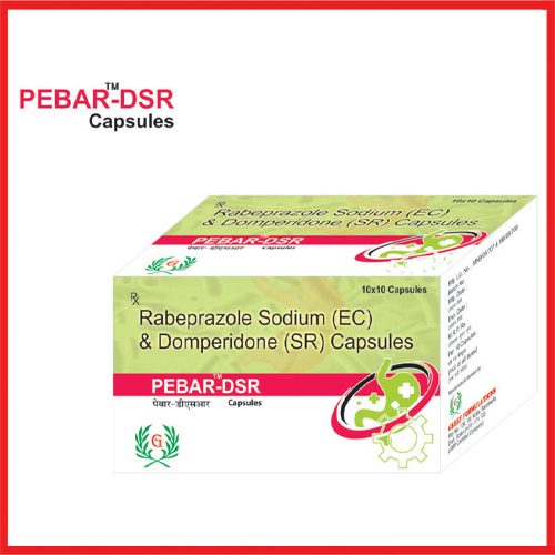 Product Name: Peber DSR, Compositions of Peber DSR are Rabeprazole Sodium (EC) & Domperidone (SR) Capsules - Greef Formulations