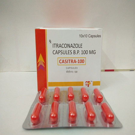 Product Name: Casitra 100, Compositions of Casitra 100 are Itraconazole Capsules BP 100mg - Cassopeia Pharmaceutical Pvt Ltd