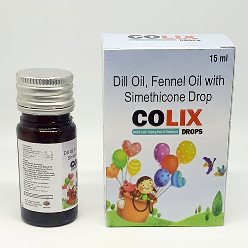 Product Name: Colix, Compositions of Colix are Dil Oil,Fennel Oil with Simethicone Drop - Pride Pharma