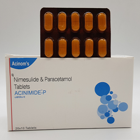 Product Name: Acinimide P, Compositions of Acinimide P are Nimesulide and Paracetamol Tablets - Acinom Healthcare
