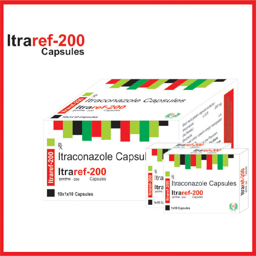 Product Name: Itraref 200, Compositions of Itraref 200 are Itraconazole Capsules - Greef Formulations