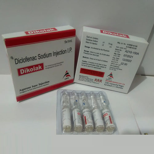 Product Name: Dikolak, Compositions of Dikolak are Diclofenac Sodium Injection IP - Archmed Biotech Private Limited