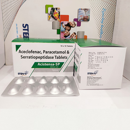 Product Name: ACISTENSA SP, Compositions of ACISTENSA SP are Aceclofenac, Paracetamol & Serratiopeptidase Tablets - Stensa Lifesciences