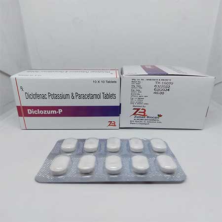 Product Name: Diclozem P, Compositions of Diclofenac Potassium & Paracetamol Tablets are Diclofenac Potassium & Paracetamol Tablets - Zumax Biocare