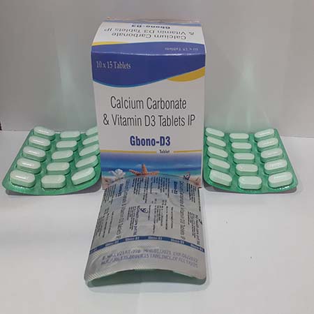 Product Name: Gbono D3, Compositions of Gbono D3 are Calcium Carbonate &  Vitamin D3 Tablets IP - NG Healthcare Pvt Ltd
