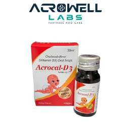 Product Name: Acrocal D3, Compositions of Acrocal D3 are Cholecalciferol (Vitamin D3) Oral Drops - Acrowell Labs Private Limited