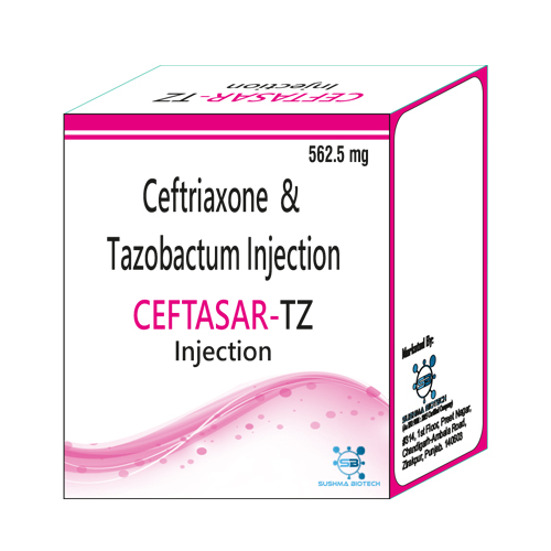 Product Name: Ceftasar TZ, Compositions of Ceftasar TZ are Ceftriaxone & Tazobactum Injection - Sushma Biotech