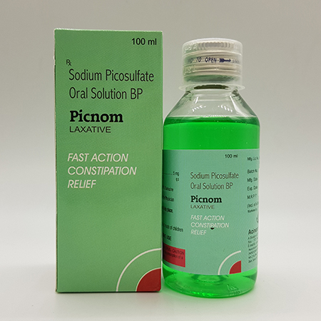 Product Name: Picnom Laxative, Compositions of Picnom Laxative are Sodium Picosulfate Oral Solution BP - Acinom Healthcare
