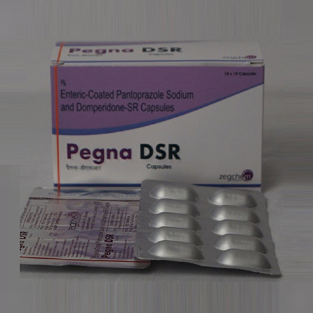 Product Name: Pegna DSR, Compositions of Pegna DSR are Entric-Coated Pantoprazole Sodium and Demperidone-SR Capsules - Zegchem