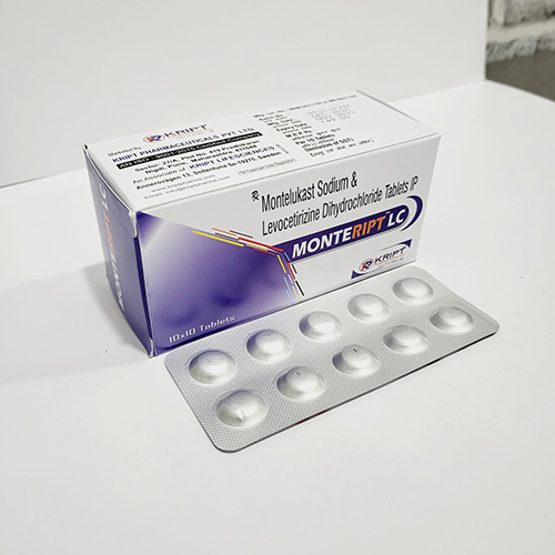 Product Name: Monteript LC, Compositions of Monteript LC are Montelukast Sodium & Levocetirizine Dihydrochloride Tables P - Kript Pharmaceuticals