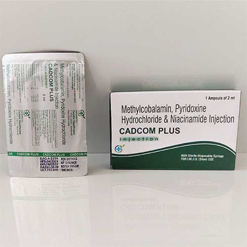 Product Name: Cadcom Plus, Compositions of Cadcom Plus are Methylcobalamin,Pyridoxine Hcl & Niacinamide Injections - Caddix Healthcare