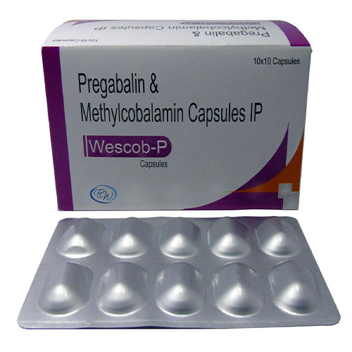 Product Name: WESCOB P, Compositions of WESCOB P are Pregabalin 75mg+Methylcobalamin 750mg - Edelweiss Lifecare