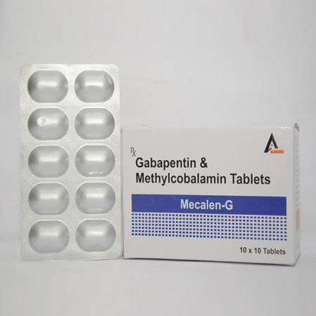 Product Name: MECALEN G, Compositions of MECALEN G are Gabapentin & Methylcobalamin Tablets - Alencure Biotech Pvt Ltd