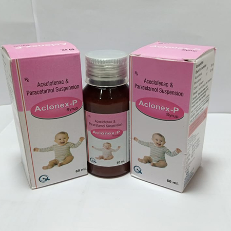 Product Name: ACLONEX P, Compositions of ACLONEX P are Aceclofenac & Paracetamol Suspension - Qonexa Lifecare Private Limited