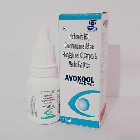Product Name: Avkool, Compositions of Avkool are Naphazoline Hcl & Chlorpheniramine Maleate,Phenylephrine Hcl,Camphor & Menthol Eye Drops - Ronish Bioceuticals