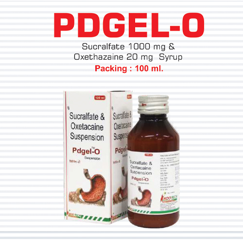 Product Name: Pdgel O, Compositions of Pdgel O are Sucralfate and Oxetacaine Supension - Pharma Drugs and Chemicals