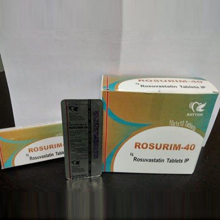 Product Name: Rosurim 40, Compositions of Rosurim 40 are Rosuvastatin Tablets IP - Rhythm Biotech Private Limited