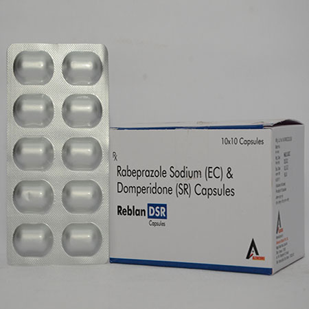 Product Name: REBLAN DSR, Compositions of REBLAN DSR are Rabeprazole Sodium (EC) & Domperidone (SR) Capsules - Alencure Biotech Pvt Ltd