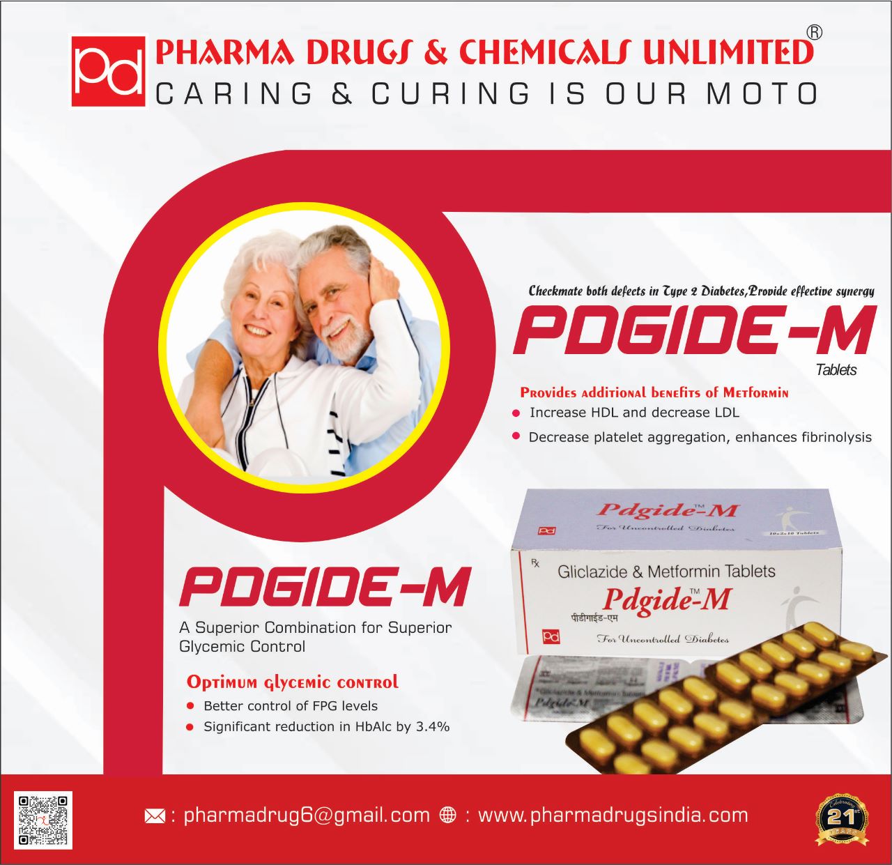 Product Name: Pdgide M, Compositions of Pdgide M are Gliclazide & Metfortin Tablets - Pharma Drugs and Chemicals