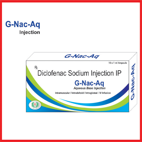 Product Name: G Nac AQ, Compositions of G Nac AQ are Diclofenac Sodium Injection IP - Greef Formulations