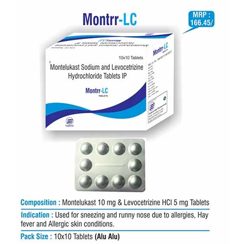 Product Name: Montrr LC, Compositions of Montrr LC are Montelukast Sodium and Levocetrizine Hydrochloride Tablets IP - Euphoria India Pharmaceuticals