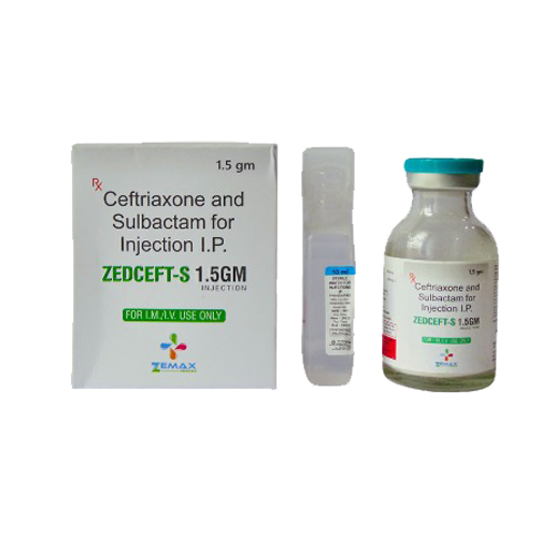 Product Name: Zedceft S 1.5gm, Compositions of are Ceftriaxone and Sulbactam for Injection I.P - Zemax Pharma