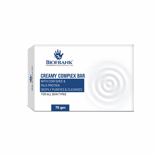 Product Name: Creamy Complex Bar, Compositions of Creamy Complex Bar are With Cow Ghee & Milk Protien Deeply Purifies  & Cleanses - Biofrank Pharmaceuticals (India) Pvt. Ltd
