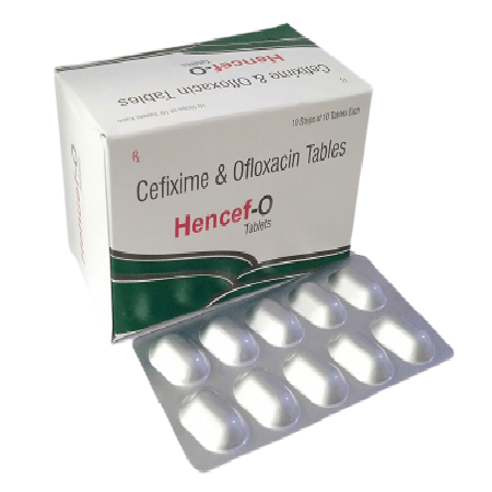 Product Name: HENCEF O, Compositions of HENCEF O are Cefixime & Ofloxacin Tablets - Itelic Labs