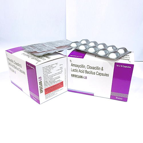 Product Name: Ufeclox LB, Compositions of Ufeclox LB are Amoxycillin, Cloxacillin & Lactic Acid Bacillus Capsules - Euphony Healthcare