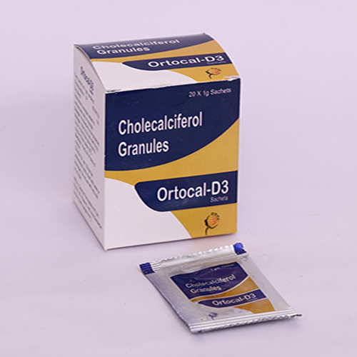 Product Name: ORTOCAL D3, Compositions of ORTOCAL D3 are Cholecalciferol Granules - Biomax Biotechnics Pvt. Ltd