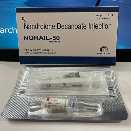 Product Name: Norail 50, Compositions of Norail 50 are Nandrolone Decanoate Injection - Oriyon Healthcare