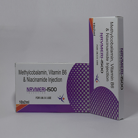 Product Name: Nervmeri 1500, Compositions of Nervmeri 1500 are MethylCobalamin,Vitamin B6 & Niacinamide Injection  - Meridiem Healthcare
