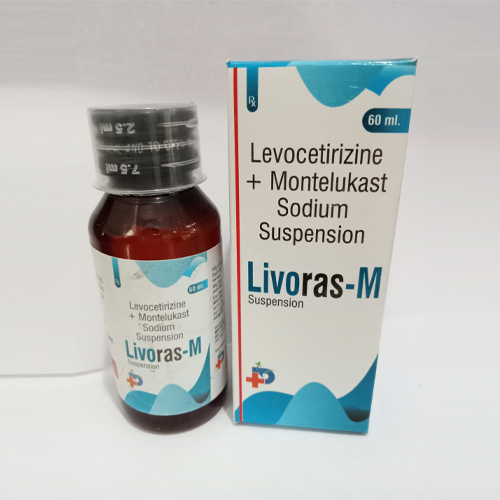 Product Name: Livoras M, Compositions of Livoras M are Levocetrizine+Montelukast Sodium Suspension - Paraskind Healthcare