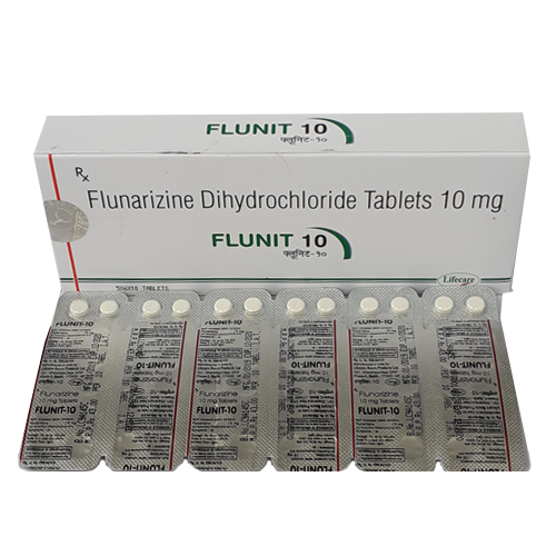 Product Name: Flunit 10, Compositions of Flunit 10 are Flunarizine Dihydrochloride Tablets 10mg - Lifecare Neuro Products Ltd.