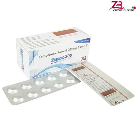 Product Name: Zupox 200, Compositions of Zupox 200 are Cefpodoxime Proxetil 200 mg Tablet IP - Zumax Biocare
