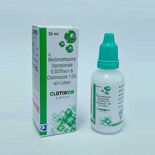 Product Name: CLOTIWOR, Compositions of CLOTIWOR are Beclomethasone Dipropionate 0.025% w/v & Clotrimazole 1.0% w/v Lotion - WHC World Healthcare
