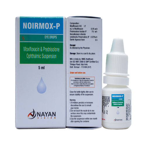 Product Name: Noirmox P, Compositions of Noirmox P are Moxifloxacin & Prednisolone Solution IP - Arlak Biotech