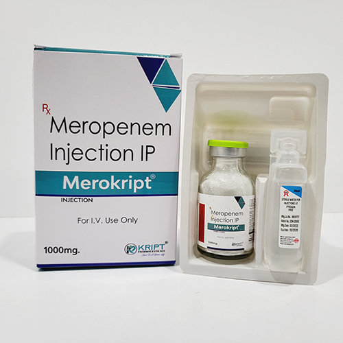 Product Name: Merokript, Compositions of Merokript are Meropenem Injection IP - Kript Pharmaceuticals