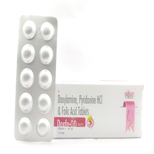 Product Name: Doxfa Od, Compositions of Doxfa Od are Doxylamin ,Pyridoxine HCL & Folic Acid Tablets - Arlak Biotech