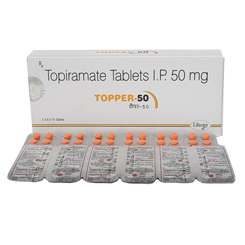 Product Name: Topper 50, Compositions of Topper 50 are Topiramate Tablets IP 50mg - Lifecare Neuro Products Ltd.