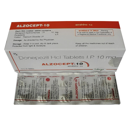 Product Name: Alzocept 10, Compositions of Alzocept 10 are Donepezil HCL Tablets IP 10mg - Lifecare Neuro Products Ltd.