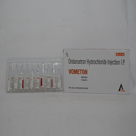 Product Name: VOMETON, Compositions of VOMETON are Ondansetron HCL Injection IP - Alencure Biotech Pvt Ltd